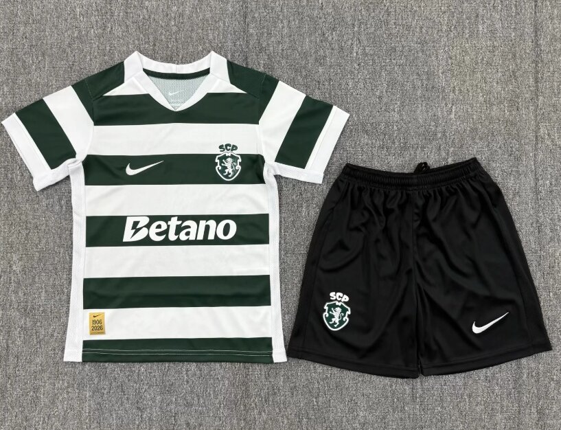 Kids-Sporting Lisbon 26/27 Home Soccer Jersey